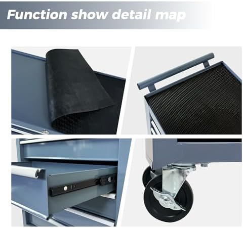 7-Drawer Rolling Tool Cart on Wheels, Drawers Rolling Tool Chest with Lock, Mobile Trolley Organizer Tools Box with Locking Wheels & Ball Bearing Drawers for Garage,Warehouse,Repair Shop (Grey)