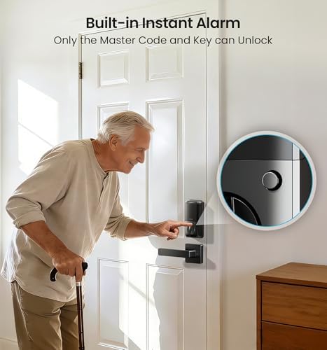 Veise VE07-L Fingerprint Smart Lock with 2 Lever Handles Set, Matte Black