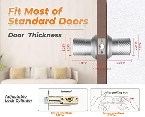 Buoan Electronic Keypad Door Knob, Smart Keyless Entry Door Lock, Silver
