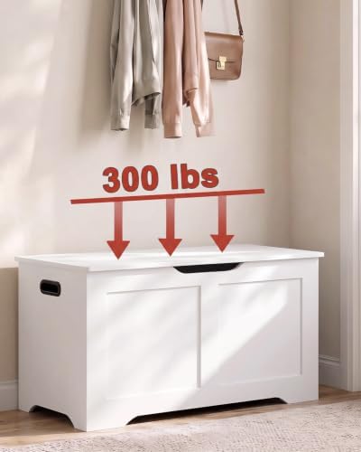 Timberer 31.5" Storage Chest with 2 Safety Hinges, Wooden Storage Trunk