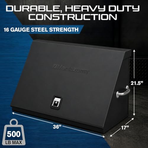 Montezuma – XL450B – 36-Inch Portable TRIANGLE Toolbox – Multi-Tier Design – 16-Gauge Construction – SAE and Metric Tool Chest – Weather-Resistant Toolbox – Lock and Latching System, Black