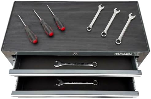 Workington Industrial 2 Drawers Portable Metal Intermediate Box, 26" Middle Tool Chest Cabinet with Ball Bearing Drawer Slides, Steel Tool Storage Box Organizer 4008 Gray