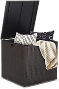 RELAX4LIFE Outdoor Storage Box 72-Gallon - Outside Wicker Storage Bin with Waterproof Zippered Liner, Gas Strut, Package Delivery Boxes for Outside, Accessories, Garden Tools Storage Deck Box