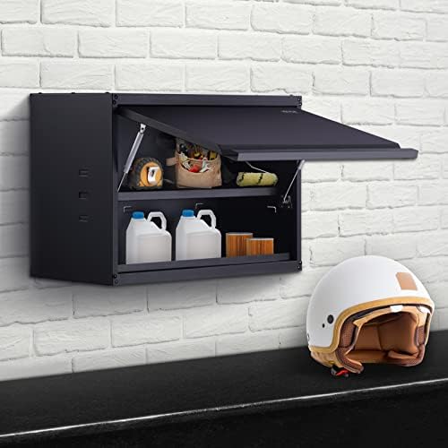 VEVOR Metal Storage Cabinet, 120lbs Load Capacity per Shelf, 20'' Tall Wall-Mounted Powder-Coating Steel Garage Cabinet with Adjustable Shelf, Press to Close & Open Door Perfect for Office Garage Tool