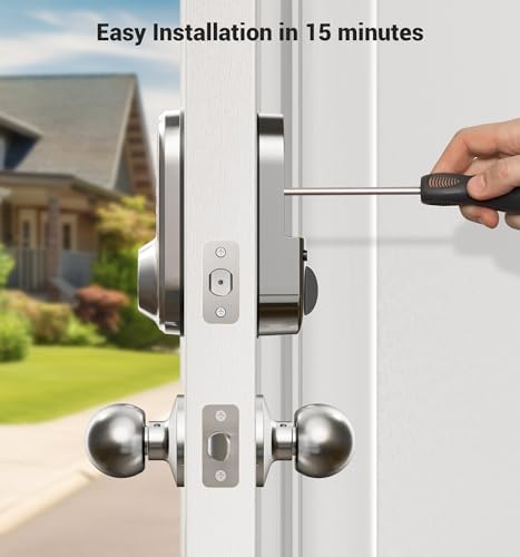 Veise RZ06C Smart Lock Electronic Deadbolt 2 Knobs Handle Set, Satin Nickel