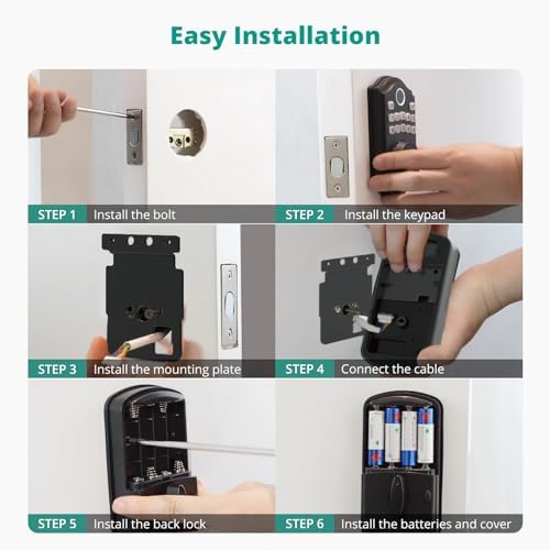 AkaGear DS10 Keyless Entry Door Lock with Fingerprint, Satin Nickel