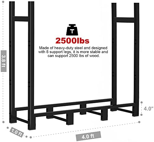 4ft Firewood Rack Outdoor Adjustable Heavy Duty Wood Rack Storage