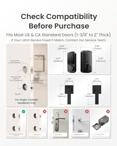 DESLOC B200 Fingerprint Smart Lock with 2 Lever Handles Set,Front Door Lock