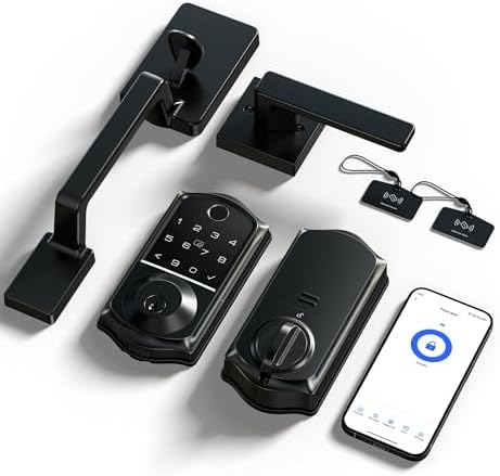 Veise VE017-D Fingerprint Smart Front Door Lock Set, Matte Black
