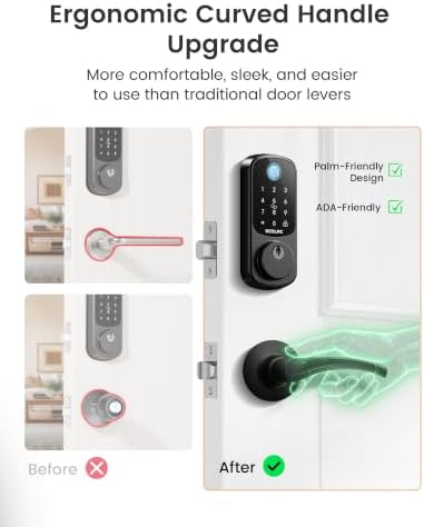 DESLOC B200 Fingerprint Smart Lock with 2 Ergonomic Curved Handles