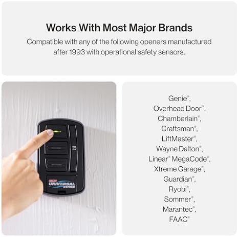 Genie GUWWC-R Universal Garage Door Opener Wireless Wall Console, Compatible with LiftMaster, Chamberlain, Genie, Overhead Door, For Use up to 3 Garage Doors,Black