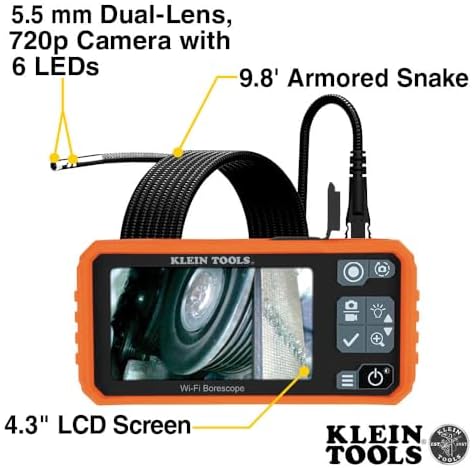 klein tools et19 wi-fi pro borescope, 5.5 mm, close-up detail