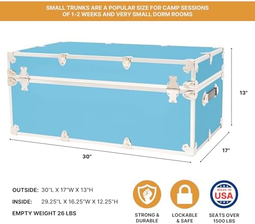 Rhino Classic Camp & College Trunk with Wheels, Footlocker, Dorm Storage