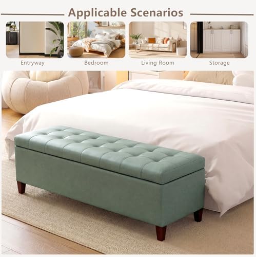 Joveco 51 Inch Storage Bench,Leather Tufted Storage Ottoman with Legs