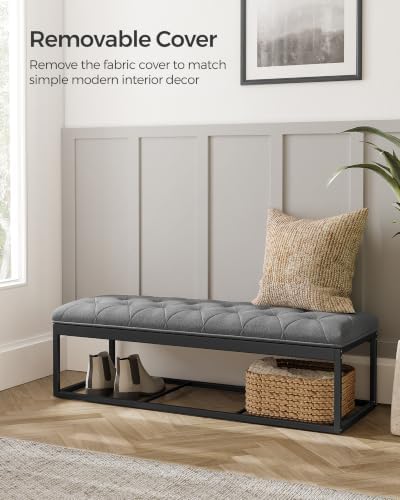 SONGMICS Storage Ottoman Bench, Foot Rest with Legs, Load up to 661.4 lb