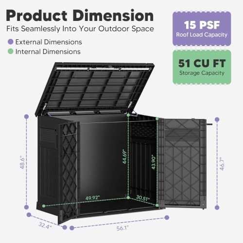 Large Outdoor Storage Shed, Heavy Duty Weatherproof Storage Cabinet