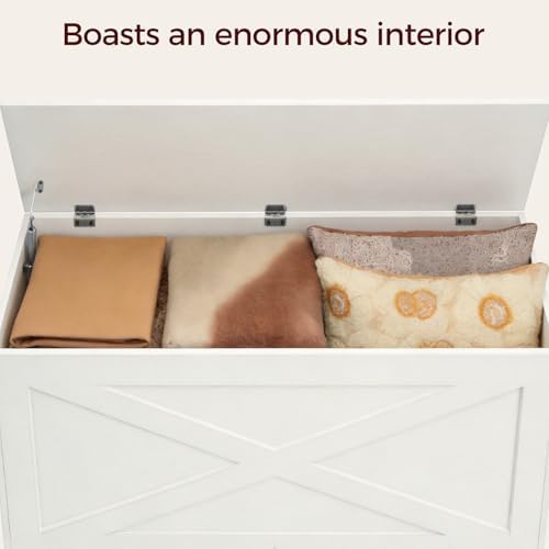 MAHANCRIS 39.4" Storage Chest with Lid, Storage Bench with Safety Hinges