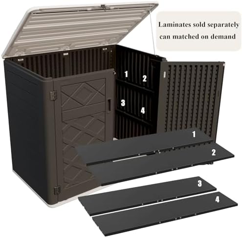 ZZM Large Outdoor Storage Shed, 48 Cu Ft Resin Versatile Storage Cabinet for Patio Accessories, Trash Cans & Garden Tools, Durable Horizontal Storage Box with Lockable Lid (Black)