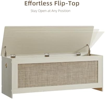 47.2" Storage Chest Extra Large,Rattan Storage Bench(White Cream)