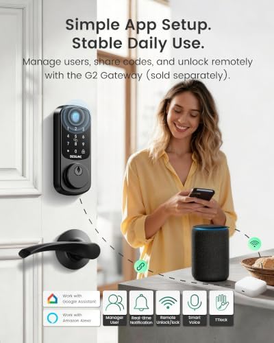 DESLOC B200 Fingerprint Smart Lock with 2 Ergonomic Curved Handles