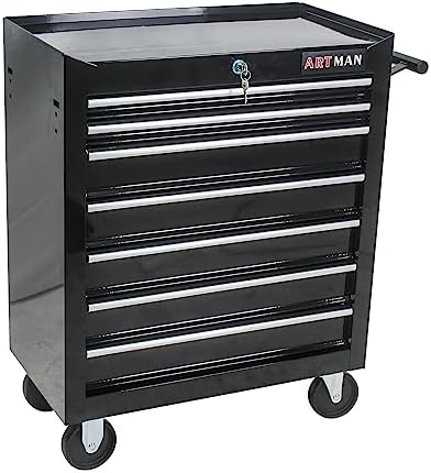 7 Drawers Rolling Tool Chest on Wheels, Multifunctional Tool Cart Tool Storage, Drawers Rolling Tool Trolley Organizer Tool Case for Garage,Warehouse,Workshop,Repair Shop (7 Drawers-Black)