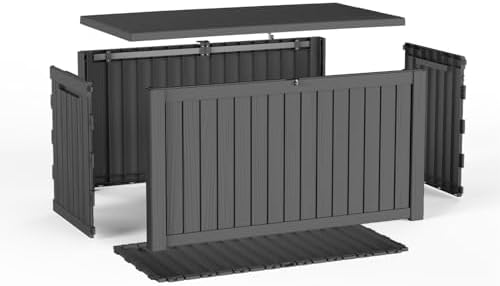 Vixzen Deck Box 250 Gal Waterproof Lockable Outdoor Storage Box Resin