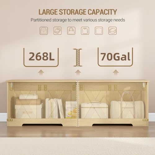 Hzuaneri 59" Boho Storage Chest and Bench | 70 Gal | 330lb Seat