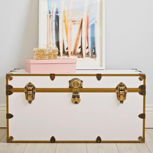 Rhino Classic XXL College Trunk, Storage Chest with Wheels, Antique Brass