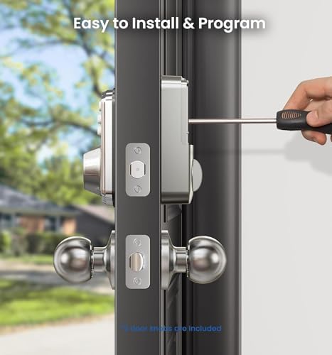 Veise KS01C Keyless Entry Deadbolt Door Lock with Knobs, Satin Nickel