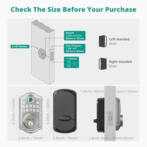 AkaGear DS10 Keyless Entry Door Lock with Fingerprint, Satin Nickel