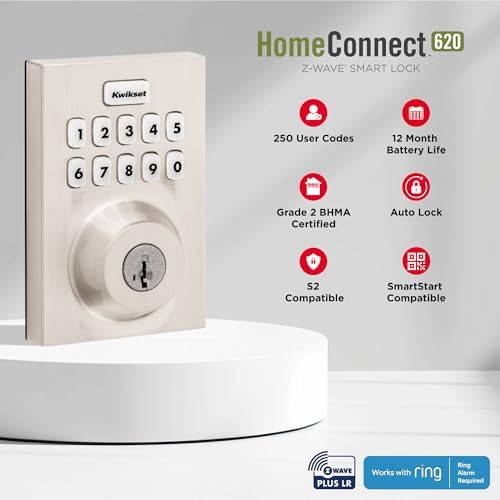 Kwikset HomeConnect 620 Z-Wave Long Range Keypad Smart Lock Keyless Entry