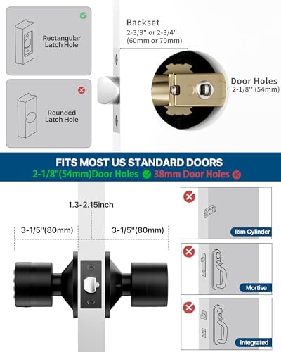 HIDALIFE Door Knob with Keypad, Door Knob with Lock, Keyless Entry Door Lock with Code for Front Door Garage Home Apartment, Matte Black 4Pack