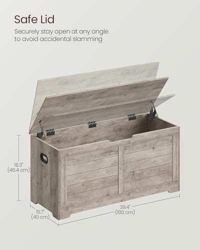 VASAGLE Storage Chest, 39.4 Inches Width Bench with 2 Safety Hinges