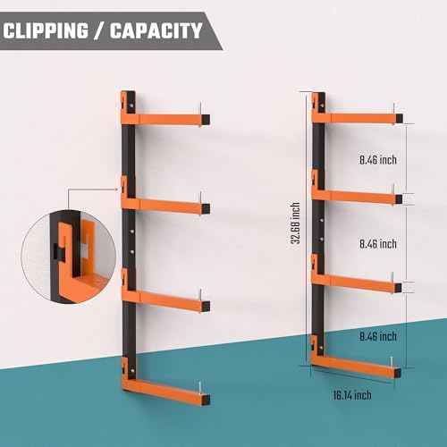 Lumber Storage Rack Wall Mount, Metal 4-Level Wood Storage Rack
