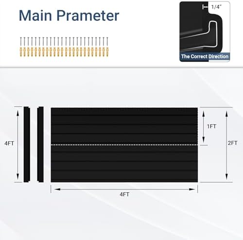 Neoaider Slatwall Panel 2 FT x 4 FT, Interlocking Slat Wall Paneling, Black