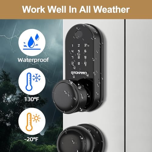 Smart Door Lock with Knob, Keyless Entry Door Lock with Handle