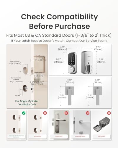 DESLOC B200 Fingerprint Smart Lock with 2 Lever Handles Set,Front Door Lock