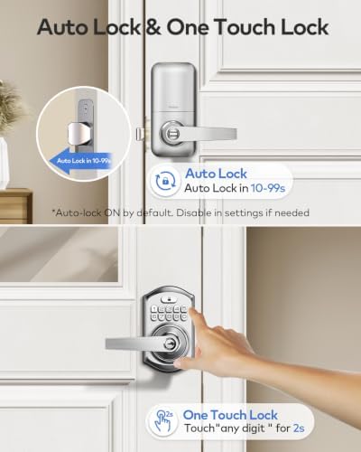 TEEHO TE004 Keyless Entry Door Lock Handle with Keypad, Satin Nickel
