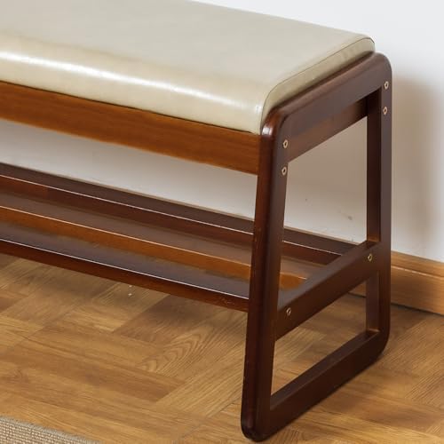 SOBIBO Solid Wood Shoe Rack Bench with Flip-Top Storage, Gray, 31.5"