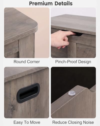 Timberer 31.5" Storage Chest with 2 Safety Hinges, Wooden Storage Trunk