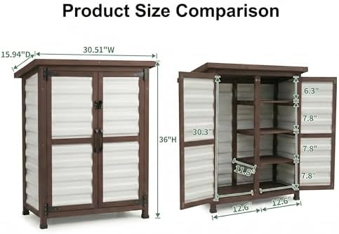 Small Fir Wood Outdoor Storage Cabinet, Weatherproof Garden Shed