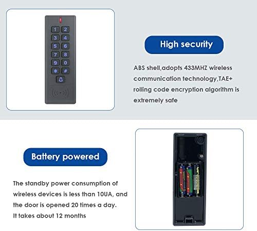Access Control Keypad Reader Smart Keypad Lock IP65 Waterproof Remote Access Controler Wireless Exit Button 125Khz RFID Smart Lock (AW1-EM Wireless Access Control Kit)