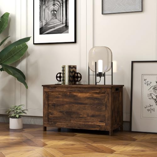 HOMCOM Storage Bench Cut-Out Handles 29.9" x 15.7" x 18.9" Rustic Brown
