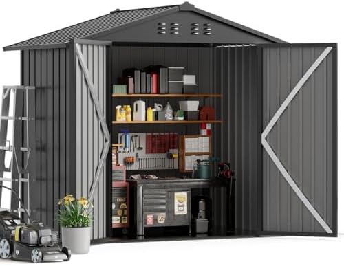 COMHOMA Outdoor Storage Shed Metal Garden Tool House Lockable