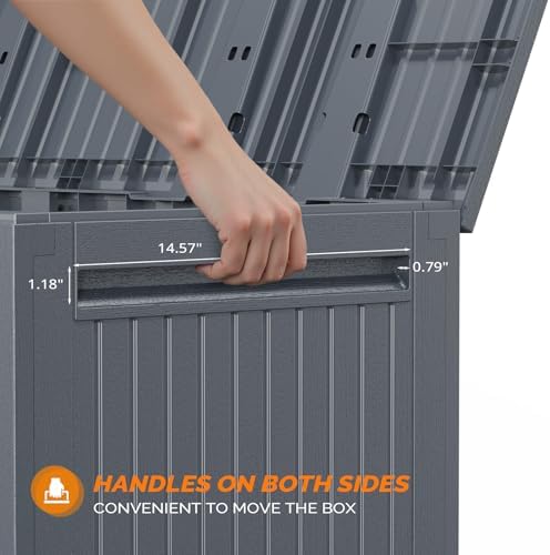 VINGLI 90 Gallon Lockable Durable Outdoor Storage Box, Grey