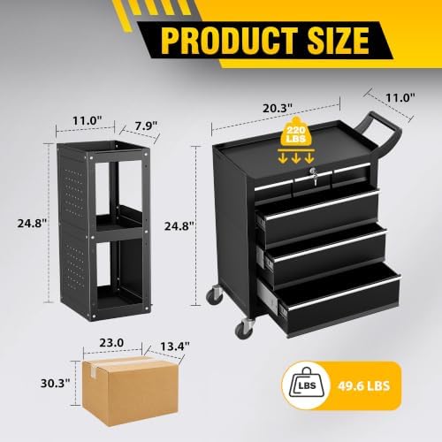 LDHTHOPI Rolling Tool Chest, 6-Drawers Assembled Tool Box,