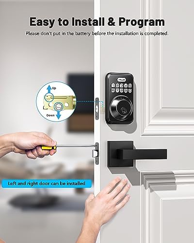 Zowill Keyless Entry Keypad Deadbolt Lock with Handles, Matte Black