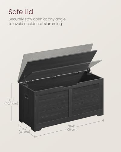 VASAGLE Storage Chest, 39.4 Inches Width Bench with 2 Safety Hinges