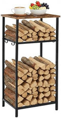 2-tier 32 Inch Firewood Rack Log Holder Indoor Outdoor, Black