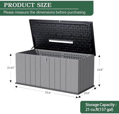 Outdoor Storage Shed, Resin Waterproof Storage Cabinet, Large Deck Box